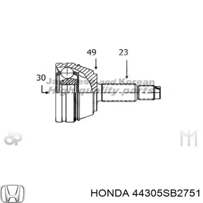 ШРУС зовнішній передній, правий 44305SB2751 Honda