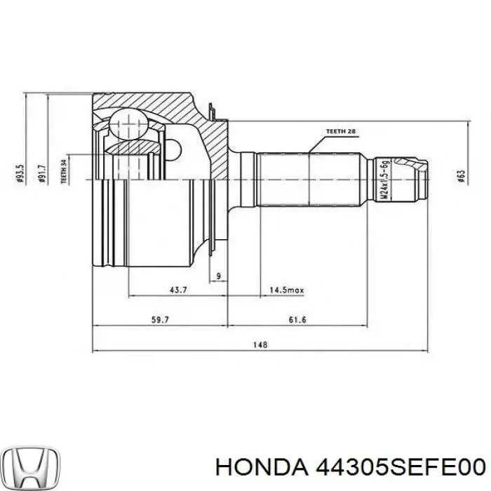 Піввісь права 302004190197 Magneti Marelli
