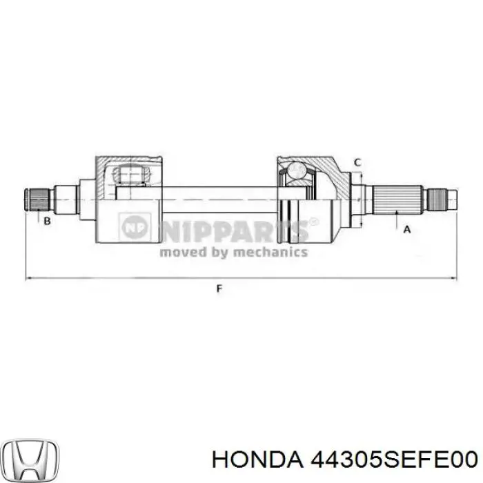 Піввісь передня, права Honda 44305SEFE00 ціна, від 92.33 USD