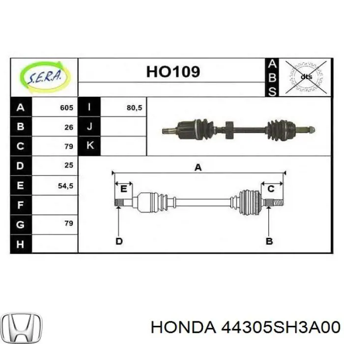 Купити 44305SH3A00 Honda Піввісь права