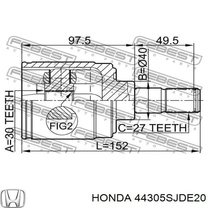 Купити 44305SJDE20 Honda Піввісь права