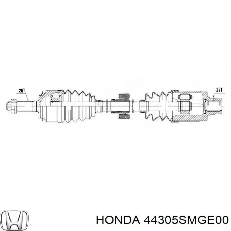 Піввісь (привід) передня, права 44305SMGE00 Honda