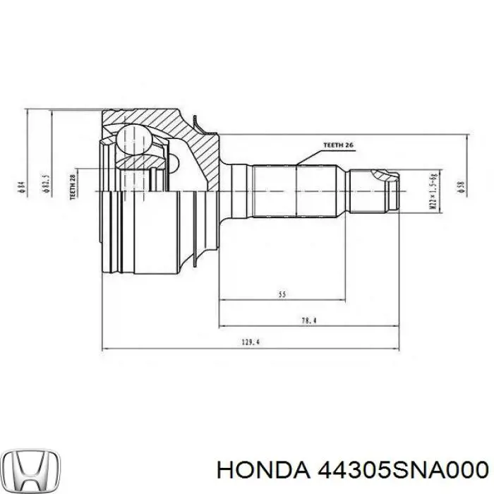 Піввісь передня, права Honda 44305SNA000 ціна, від 87.24 USD