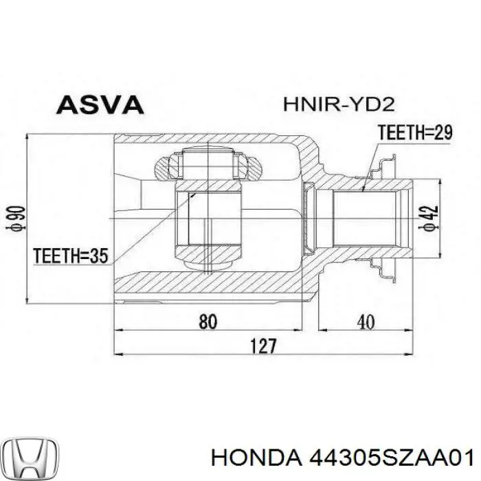 Піввісь (привід) передня, права Acura MDX (YD2) (Акура MDX)