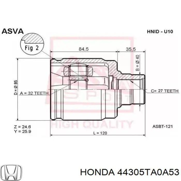 Купити 44305TA0A53 Honda Піввісь права