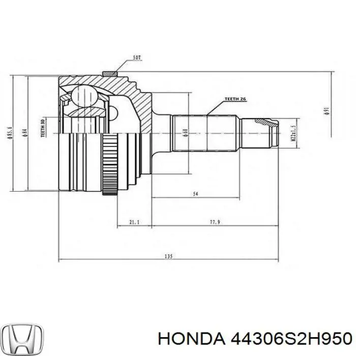 Привід передній лівий Honda 44306S2H950 ціна, від 99.53 USD