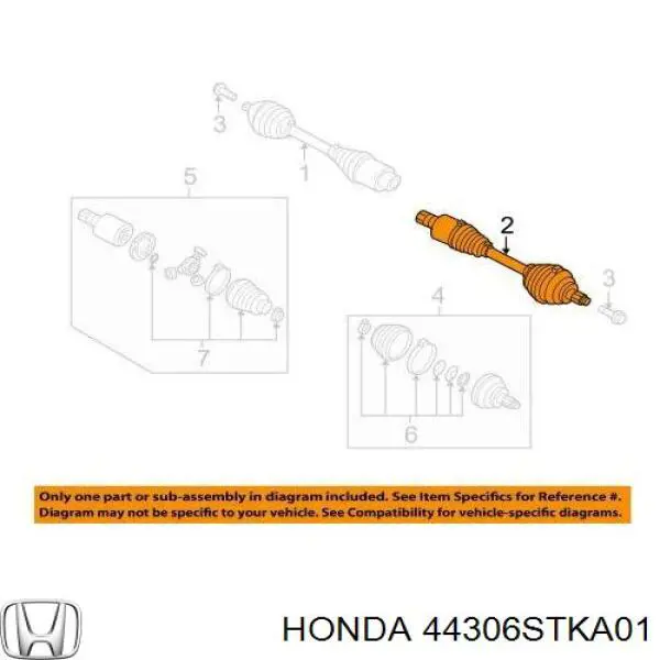 44306STKA01 Honda піввісь (привід передня, ліва)