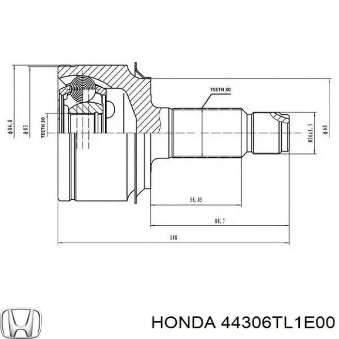 44306TL1E00 Honda Привід лівий
