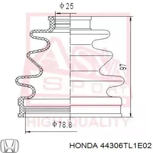 Ліва піввісь 44306TL1E01 Honda