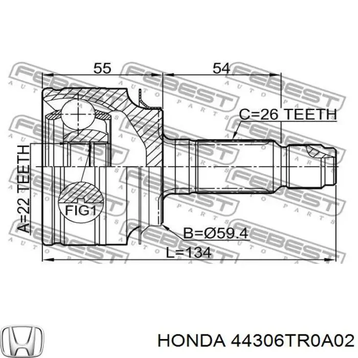 44306TR0A02 Honda Привід лівий