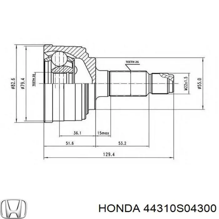ШРКШ внутрішній, передній, правий Honda 44310SO4300 ціна, від 29.33 USD