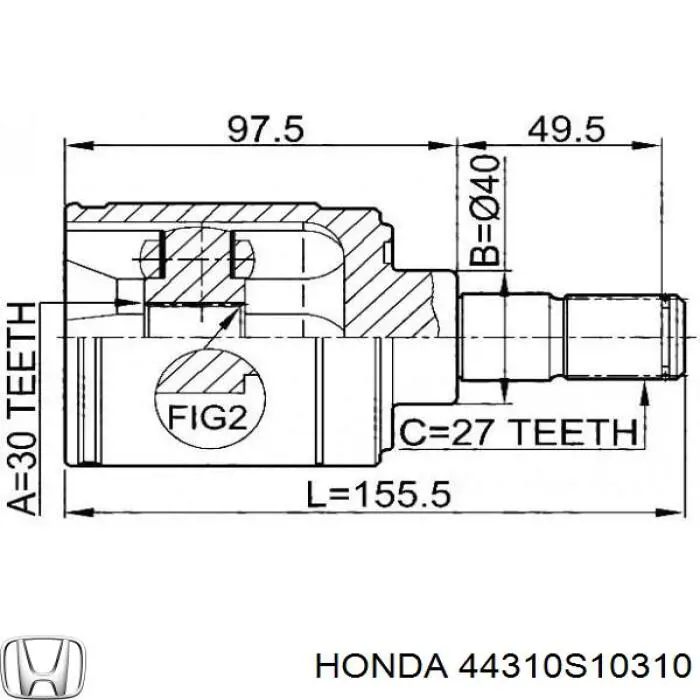 ШРУС зовнішній передній 44310S10310 Honda