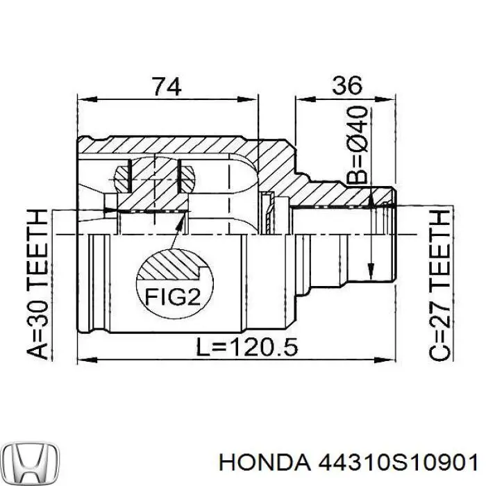 ШРКШ внутрішній, передній, лівий Honda 44310S10901 ціна, від 35.77 USD