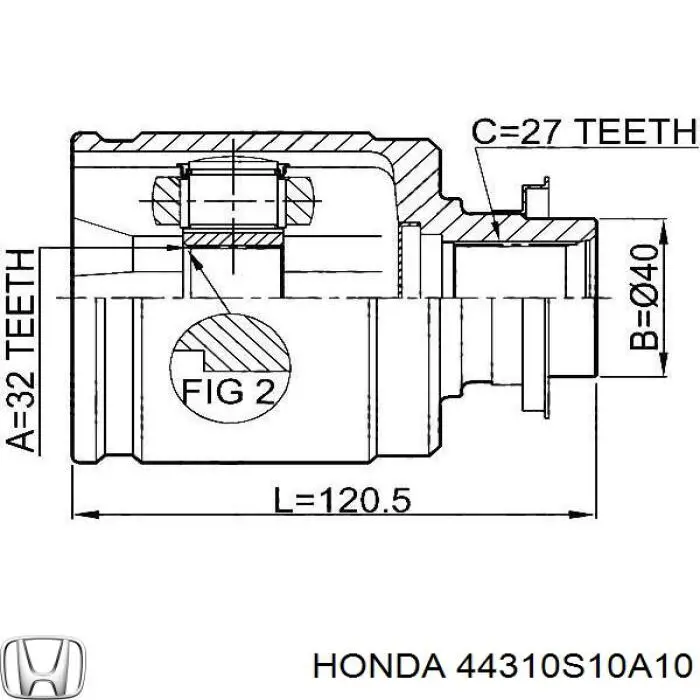ШРКШ внутрішній, передній, лівий 44310S10A10 Honda