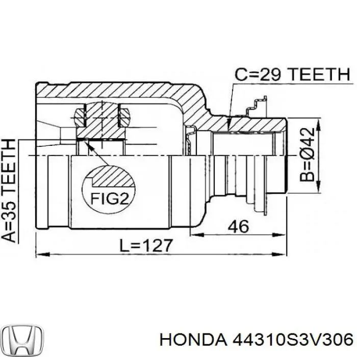 44310S3V306 Honda шрус внутрішній, передній, правий