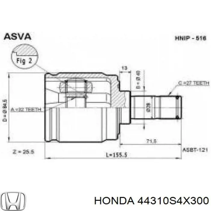 Купити 44310S4X300 Honda Граната внутрішня, передня, ліва