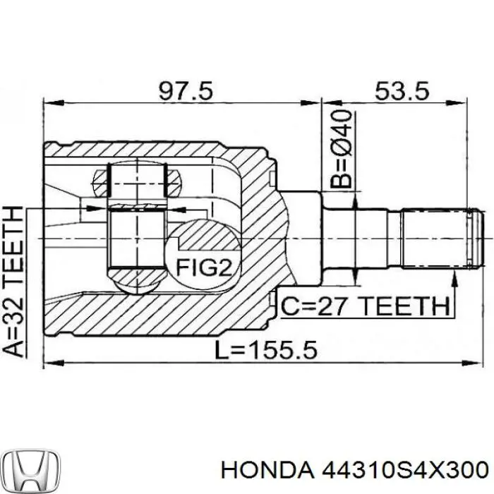 44310S4X300 Honda шрус внутрішній, передній, лівий