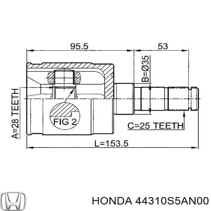 44310S5AN00 Honda Шарнір кутових швидкостей передній лівий