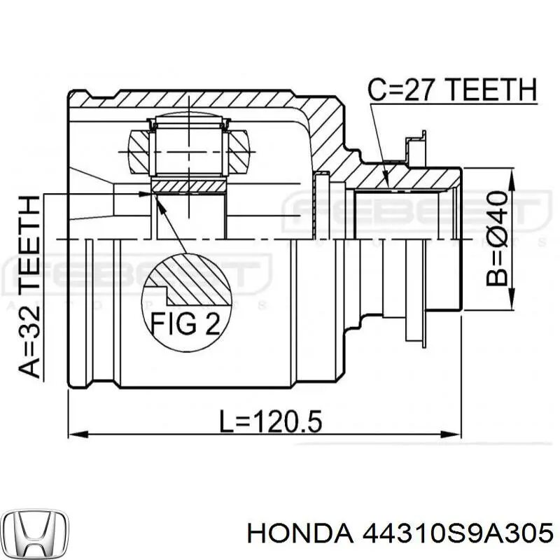 Шарнір кутових швидкостей передній лівий Honda 44310S9A305 ціна, від 34.07 USD