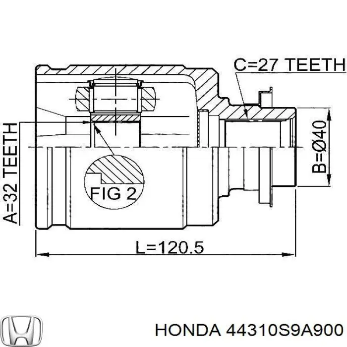 44310S9A900 Honda шрус внутрішній, передній, правий