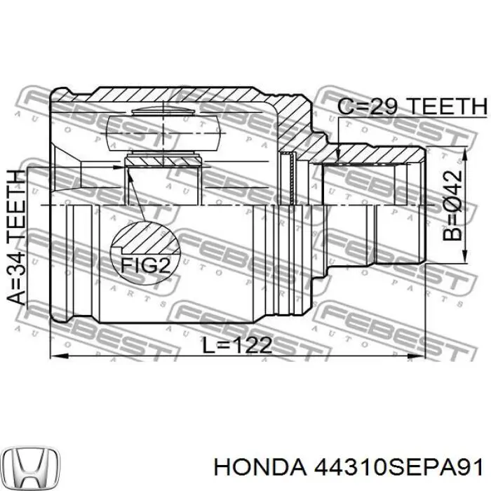 44310SEPA91 Honda шрус внутрішній, передній, правий