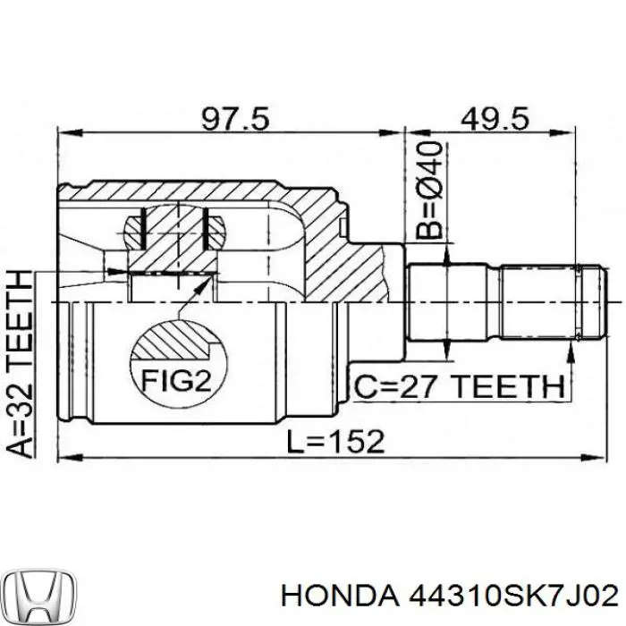 44310SK7J02 Honda ШРКШ внутрішній, передній, правий