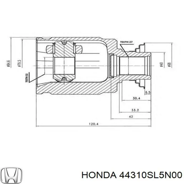 Купити 44310SL5N00 Honda Граната внутрішня, передня, ліва