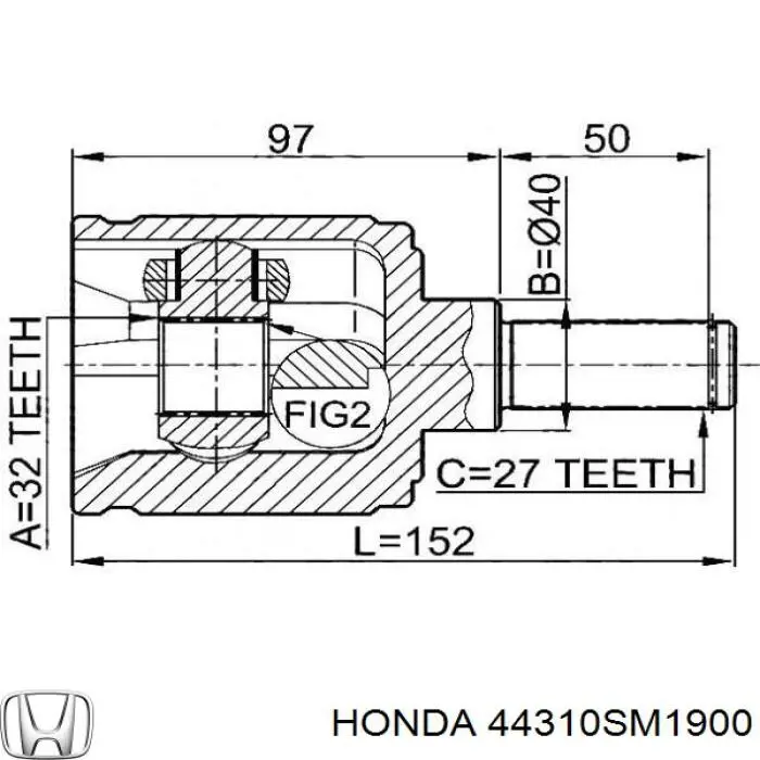 ШРУС внутрішній, передній, лівий 44310SM1900 Honda