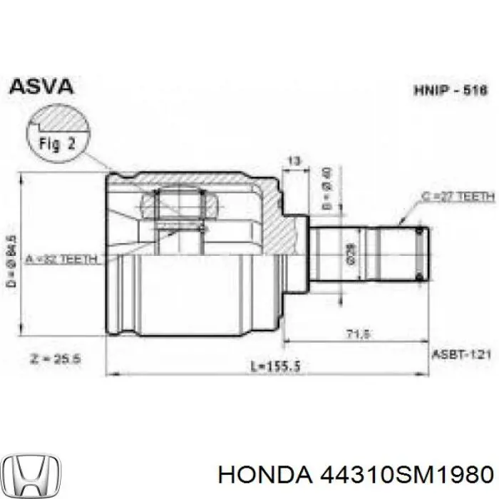 ШРКШ внутрішній, передній Honda 44310SM1980 ціна, від 30.71 USD