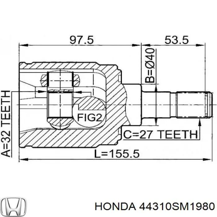 44310SM1980 Honda ШРКШ внутрішній, передній