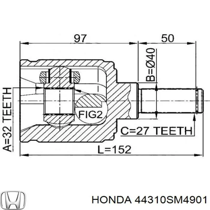 Шарнір кутових швидкостей передній лівий Honda 44310SM4901 ціна, від 41.35 USD