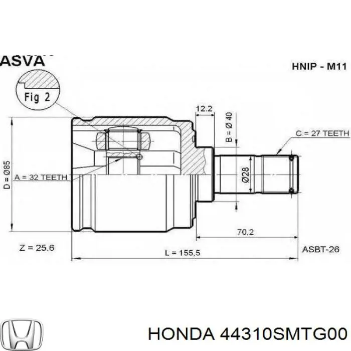 44310SMTG00 Honda ШРКШ внутрішній, передній