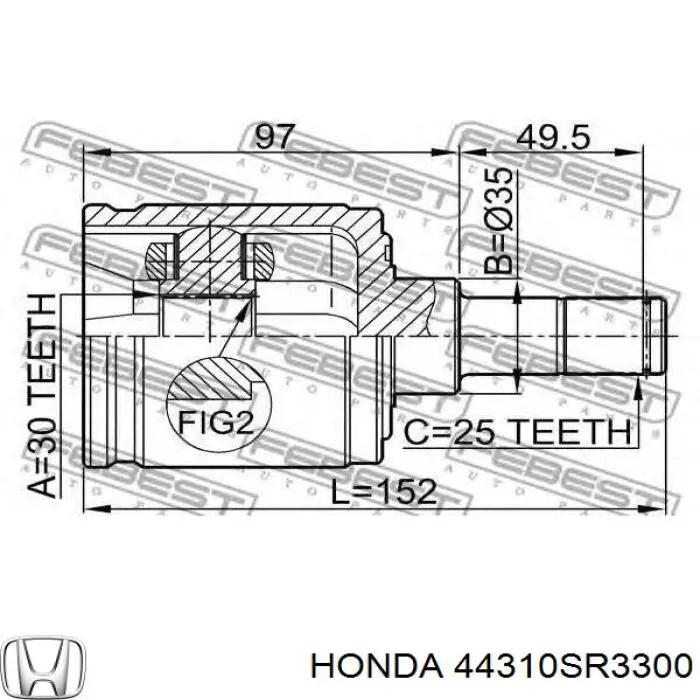 ШРКШ внутрішній, передній, правий Honda 44310SH3960 ціна, від 36.81 USD