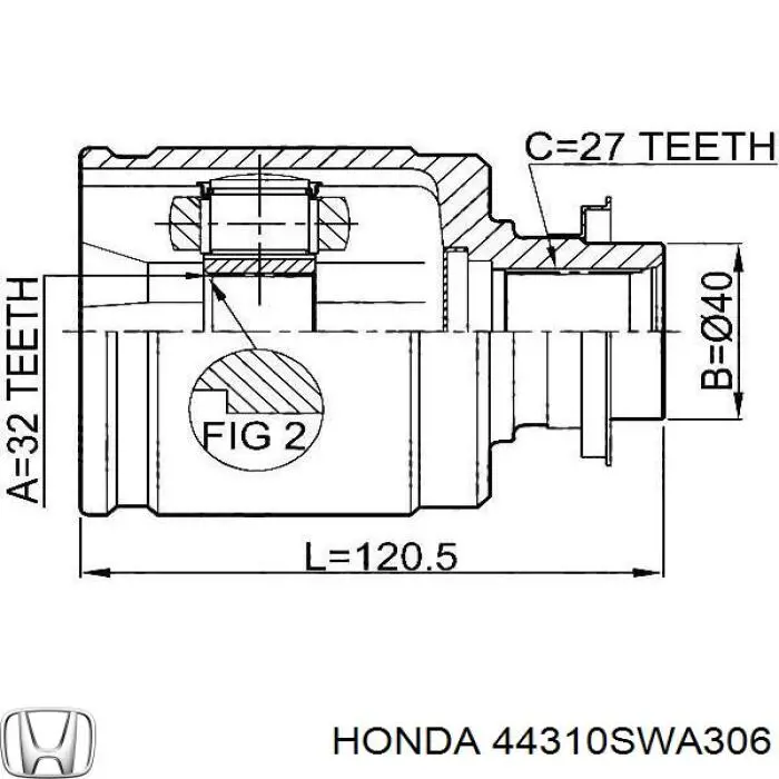 ШРКШ внутрішній, передній, правий Honda 44310SWA306 ціна, від 68.34 USD