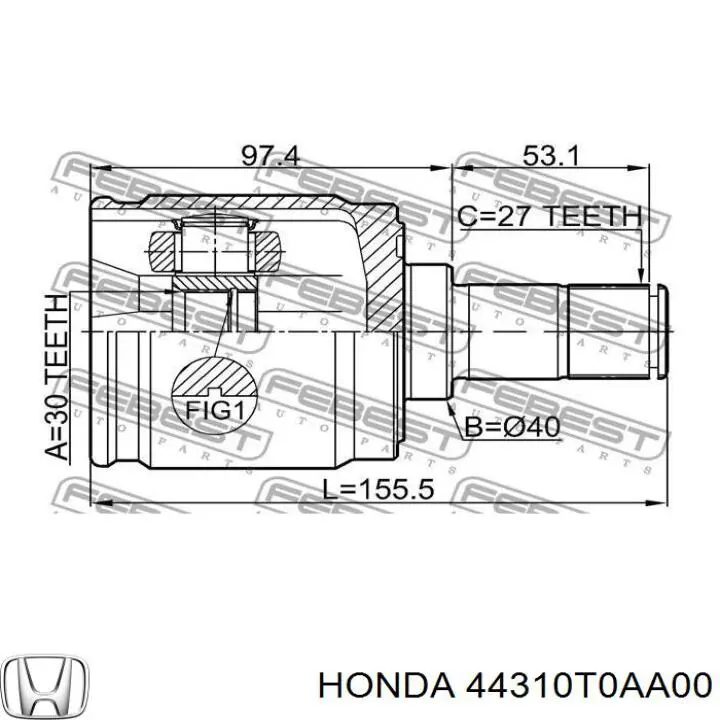 Купити 44310T0AA00 Honda Граната внутрішня, передня, ліва