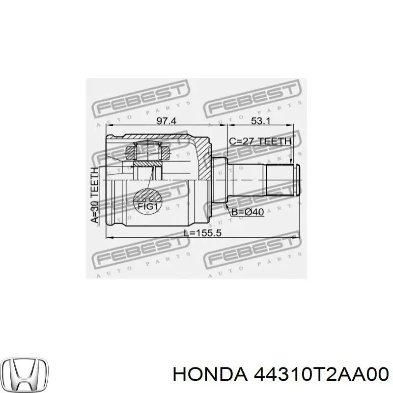 Купити 44310T2AA00 Honda Граната внутрішня, передня, ліва