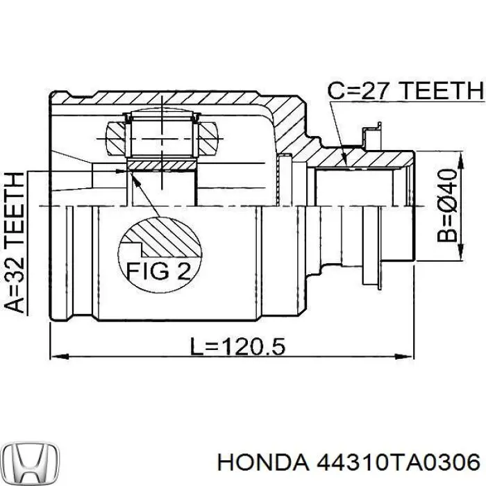 ШРУС внутрішній правий 44310TA0306 Honda