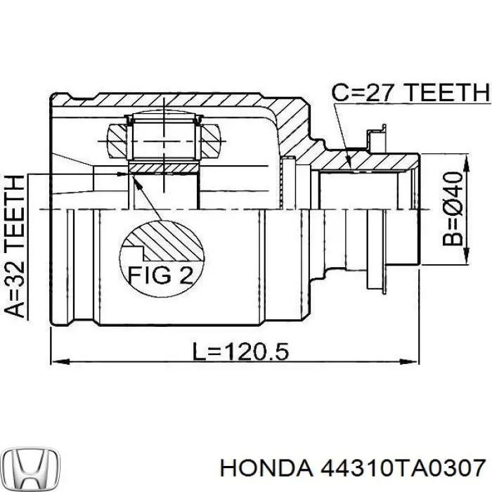 44310TA0307 Honda шрус внутрішній, передній, правий
