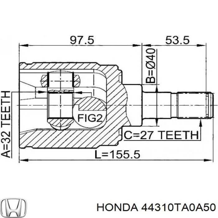 44310TA0A50 Honda ШРКШ внутрішній, передній