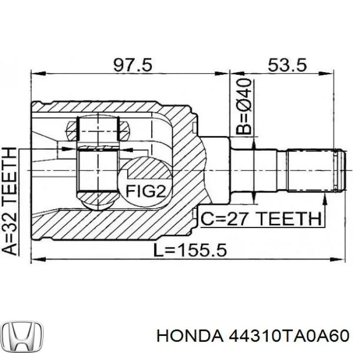 44310TA0A60 Honda Шарнір кутових швидкостей передній лівий