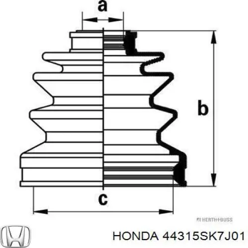 44315SK7J01 Honda пильник шруса зовнішній, передній піввісі