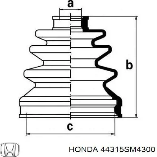 Пильник ШРУСа внутрішній, передній піввісі 44315SM4300 Honda