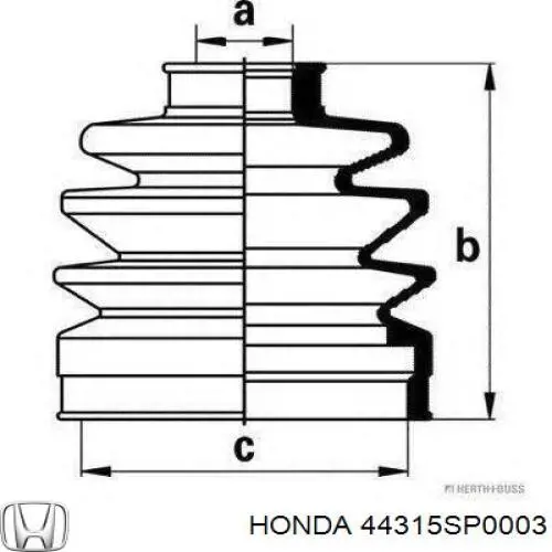 Пильник ШРКШ внутрішній, передній півосі на Honda Legend II KA7