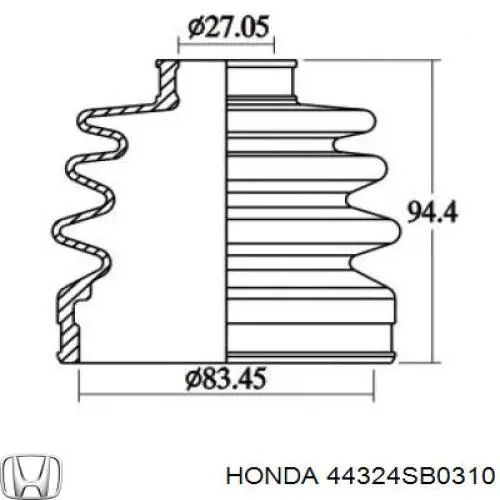 Пильник ШРУСа зовнішній 44324SB0310 Honda