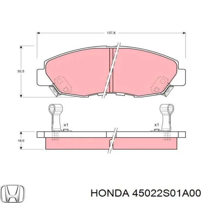 Гальмівні колодки Honda 45022S01A00 ціна, від 20.47 USD