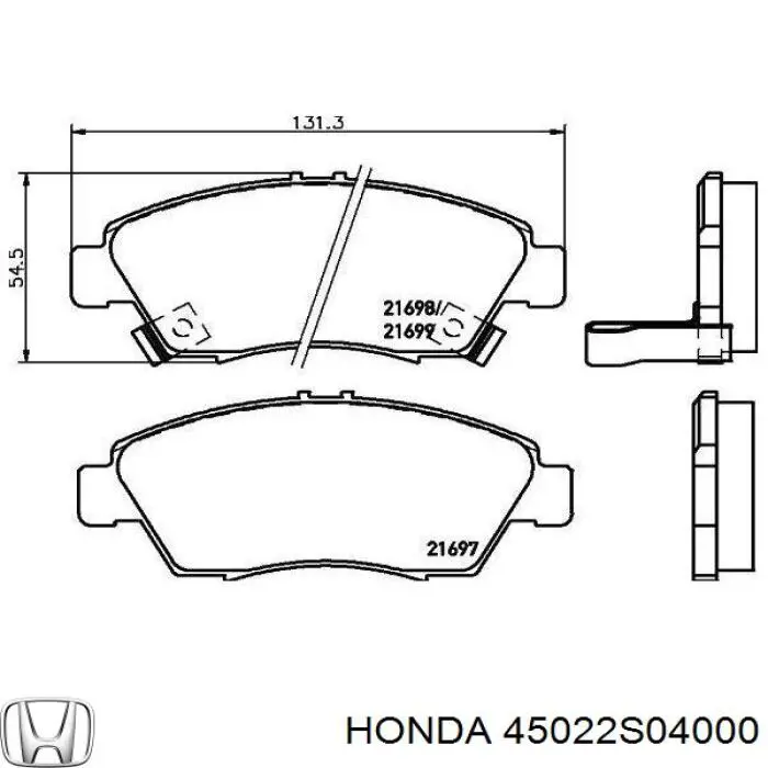 45022S04000 Honda колодки гальмівні передні, дискові