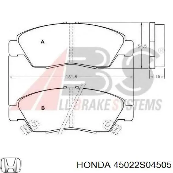 Колодки гальмівні передні, дискові 45022S04505 Honda