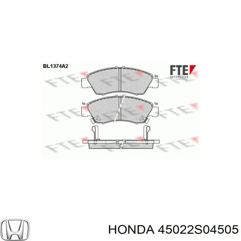 Купити 45022S04505 Honda Колодки гальмівні передні, дискові
