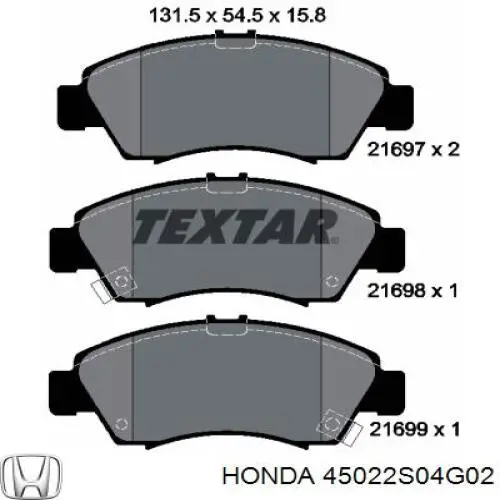 Купити 45022S04G02 Honda Колодки гальмівні передні, дискові