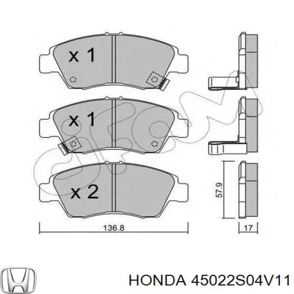 45022S04V11 Honda колодки гальмівні передні, дискові